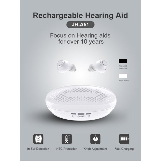 Doosl Hearing Aids for Ears, Light Mini Invisible Hearing Amplifier, Fast Charging, Volume Control, Auto Turn off Charging Box, Rechargeable Hearing Aids with Hearing Loss for Seniors