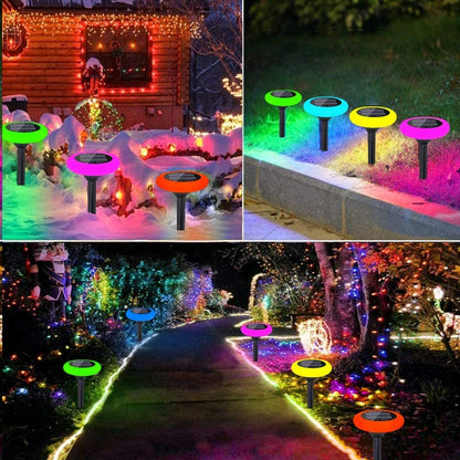 Solar Garden Lights, 7 Color Solar Path Lights, Solar Walkway Lights Outdoor, Solar Pathway Lights Outdoor Waterproof for Garden, Patio Yard Landscape Pathway and Driveway, 4Pack, J74