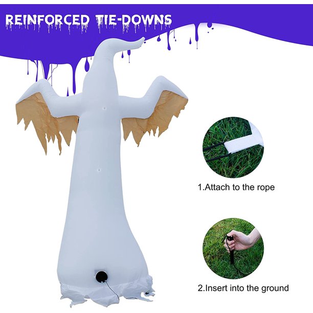 Cooseas 8 FT Halloween Inflatables Red Eye Ghost Outdoor Blow up Yard Decorations Built in LED Lights