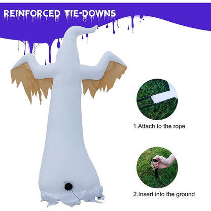 Cooseas 8 FT Halloween Inflatables Red Eye Ghost Outdoor Blow up Yard Decorations Built in LED Lights