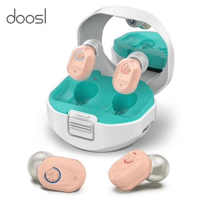 Doosl Personal Sound Amplifiers, Aid Digital Personal Sound Amplifiers BTE In-Ear Assist Devices Rechargeable Personal Sound Amplifiers with Noise Consuling for Senior Adults, 2 Pcs