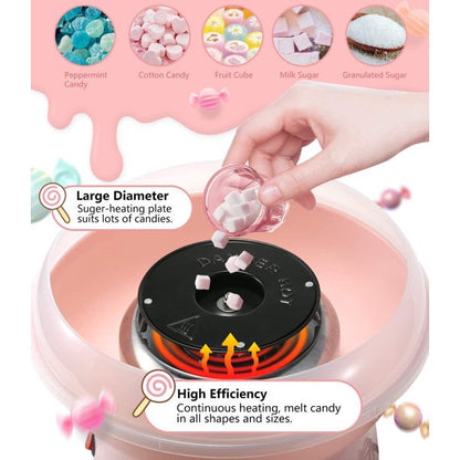 Cotton Candy Machine,Cotton Candy Sugar Floss Maker with Red Vintage Design,Homemade Candy Sweets for for Birthday Parties,Includes 10 Candy Cones & Scooper,Food Grade Material