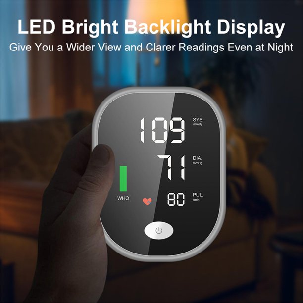 Blood Pressure Cuff,Upper Arm Blood Pressure Monitor Large LED Digital Display Heartbeat Monitor 2 Users 198 Memory Voice Reporting