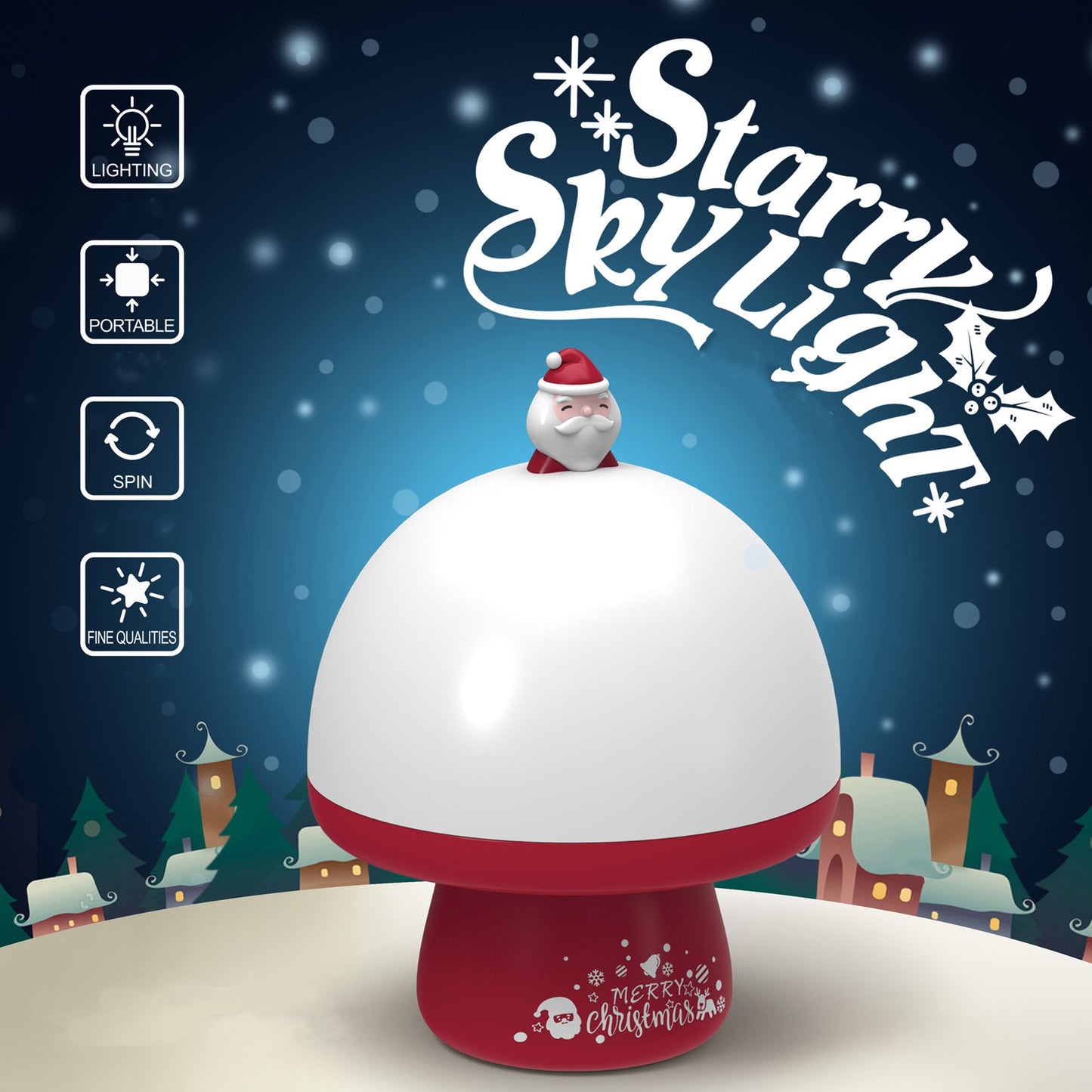 Christmas Night Light Projector for Kids Bedroom, 6 Themes Projection Show, USB Rechargeable