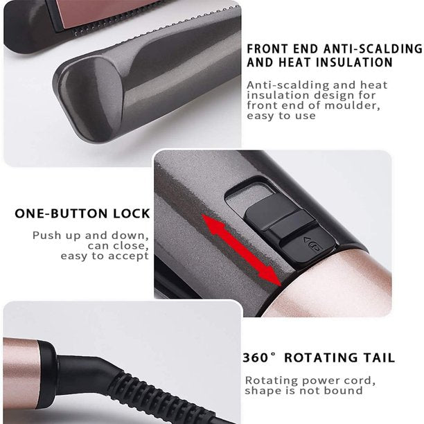 Xpreen Hair Straightener and Curler, 2 in 1 Straightener and Curling Iron, Tourmaline Ceramic Twisted Flat Iron with LCD Display and Rotating Adjustable Temperature for Hair Styling