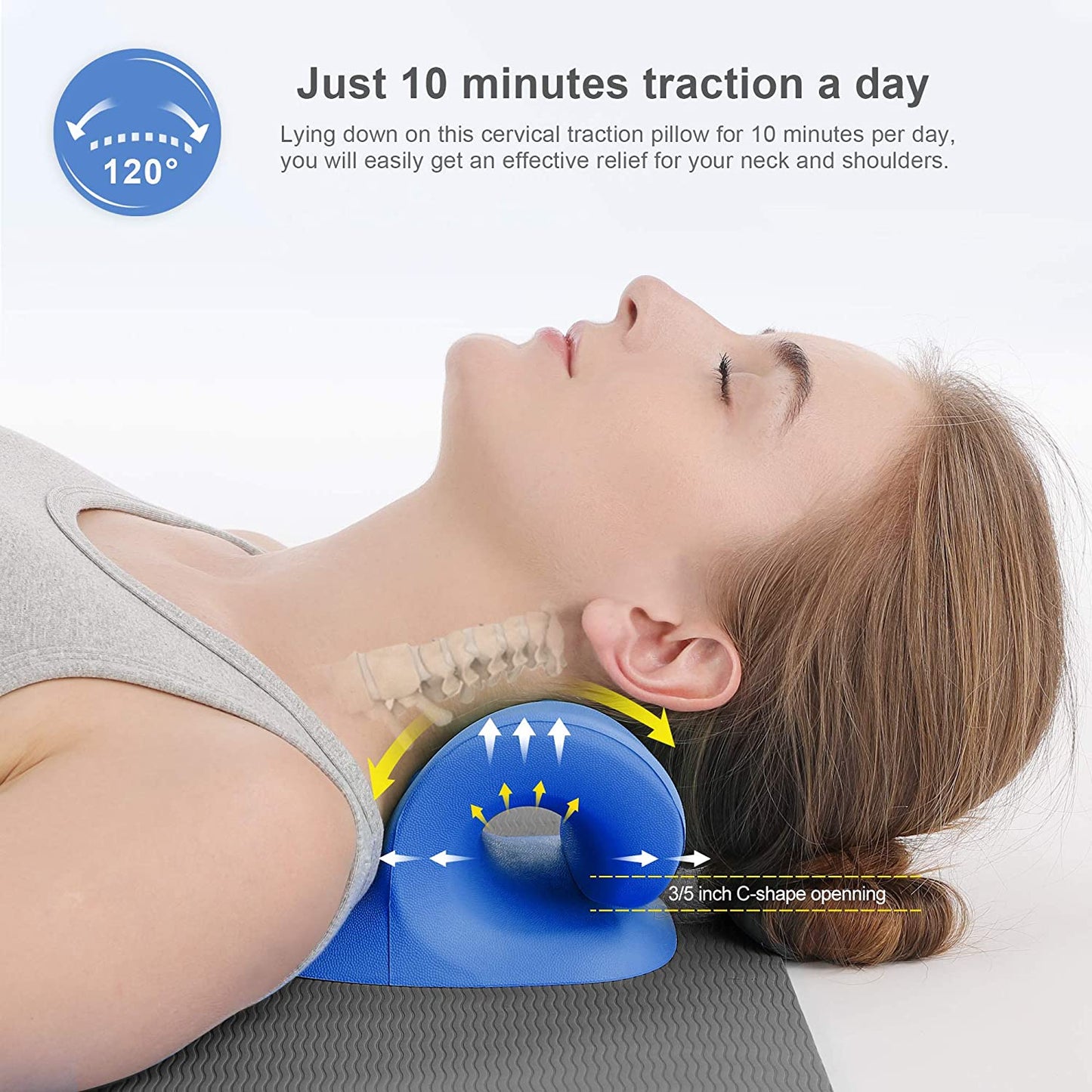 Cervical Traction Device for Neck Shoulder Pain Relief, Neck Stretcher Portable Chiropractic Pillow, Neck Stretcher, Neck Massage Pillow for Neck Shoulder Pain Relief