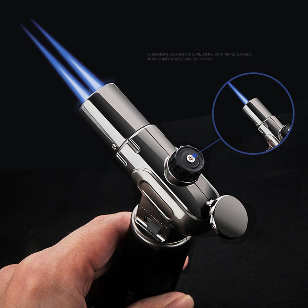 Vinmall Butane Torch, Refillable Culinary Blow Torch with Double Fire & Adjustable Flame, Kitchen Cooking Torch for Creme Brulee, Baking, BBQ, Butane Fuel Not Included