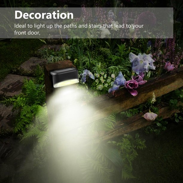 4Pcs Solar Step Lights,Solar step light Outdoor Deck Fence Stair Warm Light Sun Powered LED Illuminated Landscape Lighting Automatic On & Off Waterproof