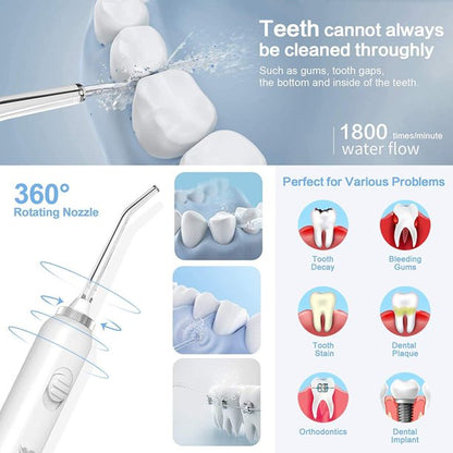Cordless Water Flosser for Teeth, 600ml Portable Countertop Dental Oral Irrigator Cleaner with 3 Modes & 5 Jet Tips-IPX7 Waterproof, USB Rechargeable, 10 Stepless Adjustment, for Travel Home Office