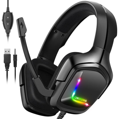 Gaming Headphones for Pc, Headphones for Xbox Bass Surround, with Noise Cancelling Gaming Headphone, PC Stereo Earphones Headphone, with Mic For , LED Lights