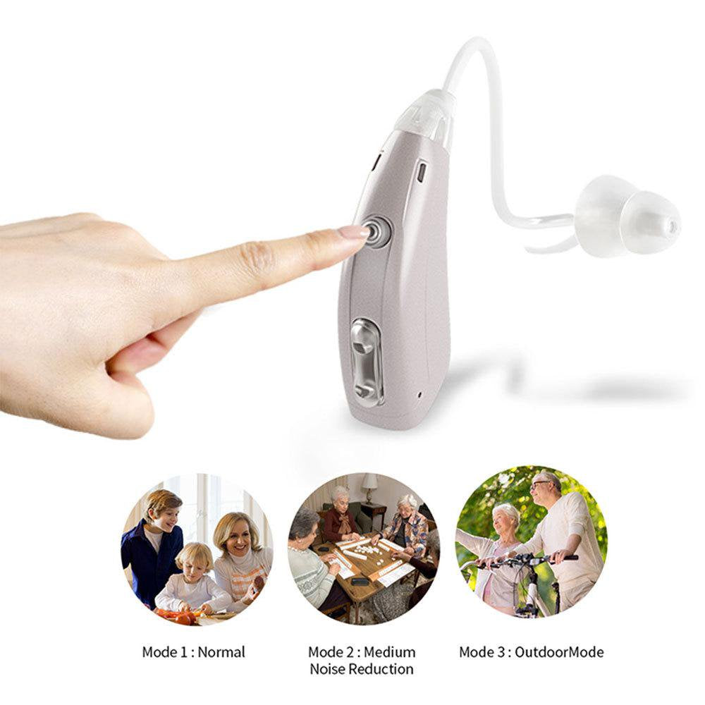 Rechargeable Hearing Aids for Both Ears, Vinmall Digital Hearing Amplifier with Charging Case, 1 Pair, Silver