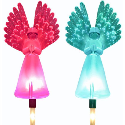 LAIGHTER Solar Powered Angel Lights, 2 Pack Angel Solar Lights Outdoor Garden, Eternal Light Angel with 7 LEDs for Cemetery Grave Decorations, Memorial Gifts, Christmas Yard Art, Sympathy Gifts