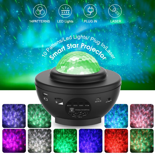 Star Projector, Night Light Projector, Built-in Music Bluetooth Speaker, USB Rechargeable, 10 Lighting Modes for Kids Baby Party Bedroom Home Decor