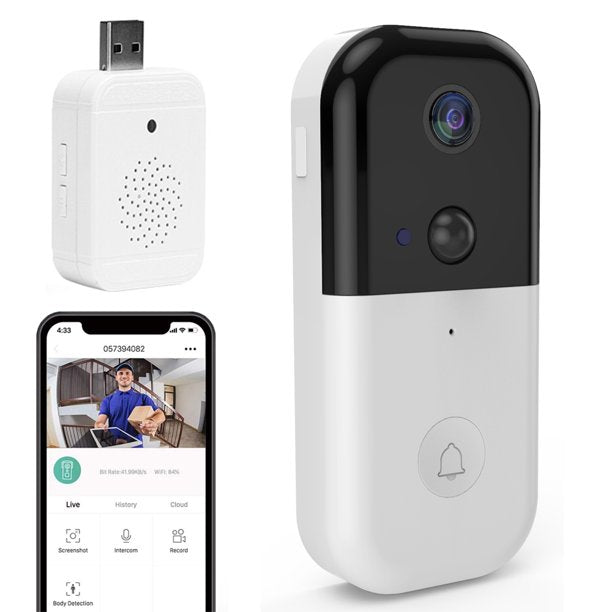 Video Doorbell Camera, 1080P Wireless Doorbell with Camera and Video, HD Wifi Home Security Video Doorbell with Chime
