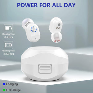 Rechargeable Personal Sound Amplifiers for Ears, Voice Enhancer Audio Sound Amplifier for Seniors with Portable Charging Case, White