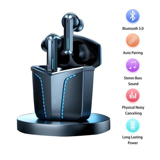 Wireless Earbuds,Bluetooth 5.0 Headphones Game/Music Mode Earphones in-Ear ,Stereo Sound Gaming Earbuds with Mic USB-C Charging Case LED Battery Display for Sport Android/iOS