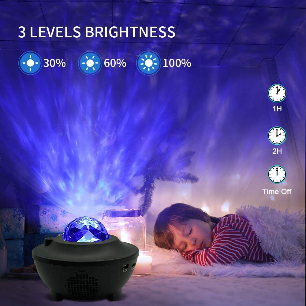 Star Projector Ocean Wave Night Light Projector with Bluetooth Speaker, Galaxy Night Light with Remote Control Star Light Projector for Bedroom/Game Room/Home Theatre/Night Light Ambiance