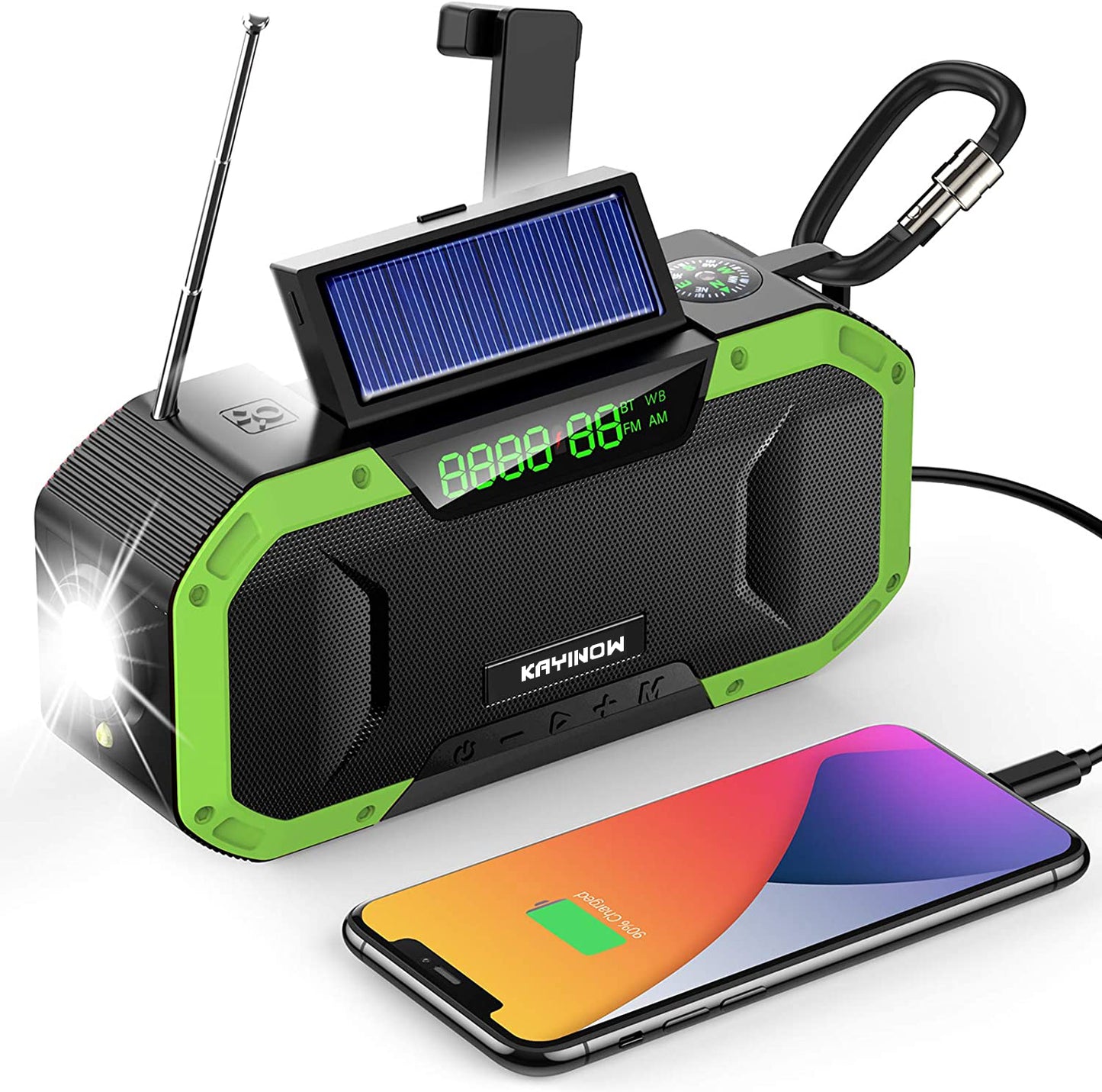 Emergency Bluetoooth Radio Speaker, Emossie 5000mAh Portable NOAA Weather Radio with SOS Alarm, Hand Crank Flashlight Solar Radio