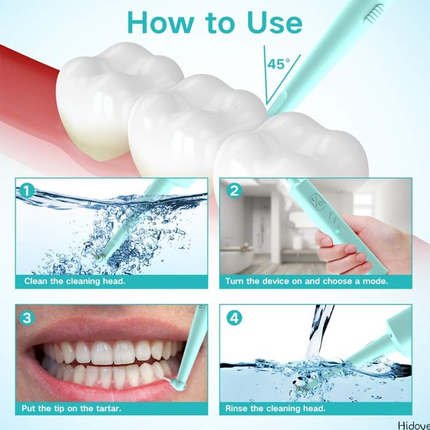 Teeth Calculus Remover, Dental Tools Teeth Stain Remover, Dental Calculus Remover,Electric Tartar Scraper Plaque Remover Dental Cleaner with 2 Replaceable Clean Heads