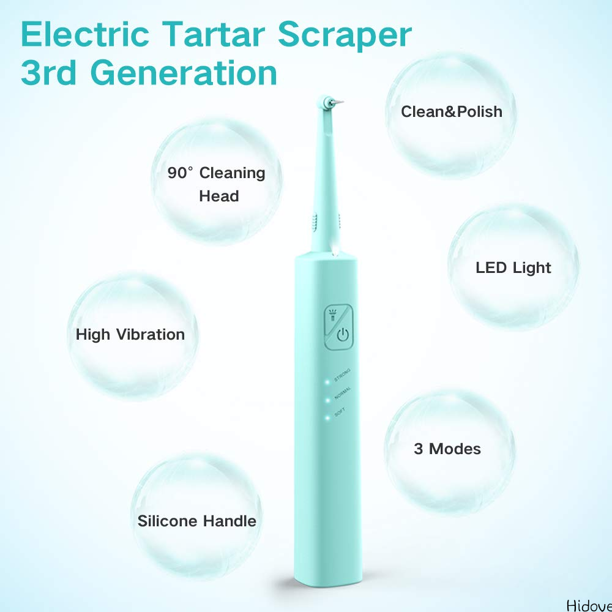 Teeth Calculus Remover, Dental Tools Teeth Stain Remover, Dental Calculus Remover,Electric Tartar Scraper Plaque Remover Dental Cleaner with 2 Replaceable Clean Heads