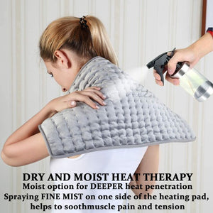 39" x 19" Electric Heating Pad for Back Pain Muscle Pain Relieve Dry & Moist Heat Therapy, 6 Electric Temperature Options, 4 Temperature Settings Auto Shut Off Machine Washable(Silver Gray)