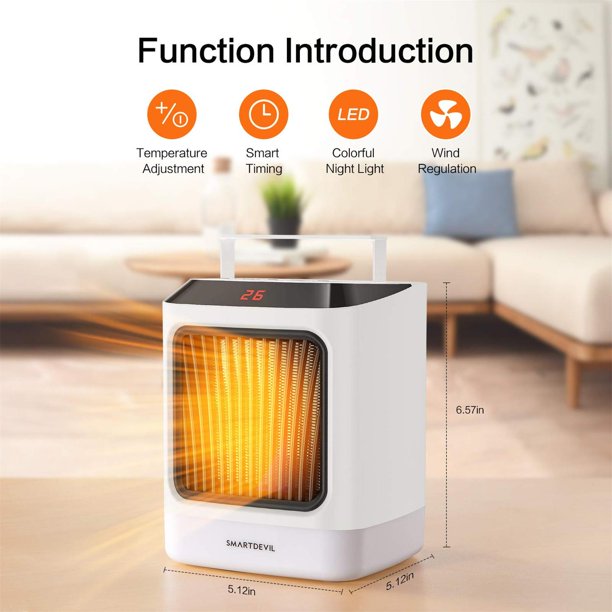 2 in 1 Portable Space Heater - Quiet Combo Ceramic Electric Personal Fan, Fast Heating, Overheat & Tip-over Protection Air Circulating for Office Desk Bedroom Home Indoor Use