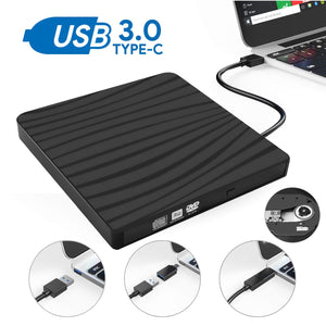 External DVD Drive, iFanze USB 3.0 Type-C Portable CD/DVD+/-RW Drive/DVD Player for Laptop, CD Burner Compatible with Desktop PC Laptop Windows Linux OS Apple Mac