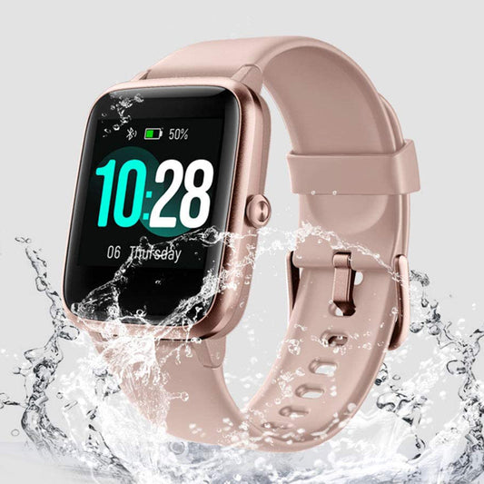 Fitness Tracker HR, Smart Watch, Activity Tracker Watch with Heart Rate Monitor, Waterproof Smart Fitness Band with Step Counter, Calorie Counter, Pedometer Watch for Women and Men (Pink)