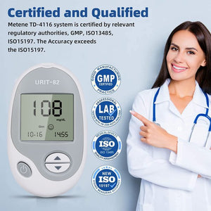 Vinmall Blood Glucose Meter, Home Use Diabetes Testing Monitor Kit with Glucometer Strips, Lancing Device, Carrying Case, No Coding