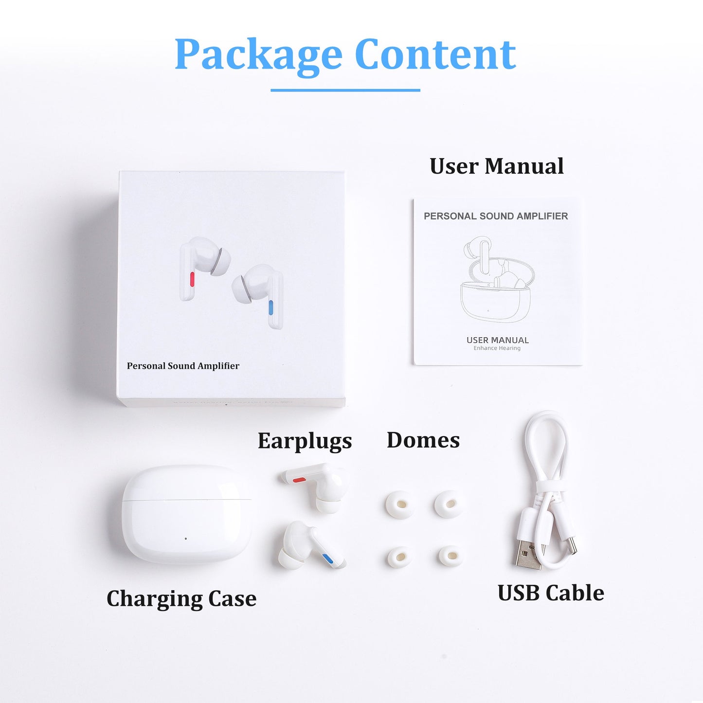 Bluetooth Personal Sound Amplifiers, No Howling Portable Rechargeable Digital Amplifiers with Chrarging Case