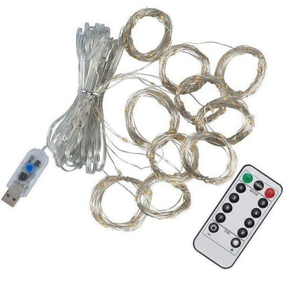 Window Curtain String Light, 300 Waterproof LED Twinkle Lights, 8 Modes Fairy Lights USB Remote Control Lights for Christmas Bedroom Party Wedding Home Garden Wall Decorations(9.9x9.9 Ft)