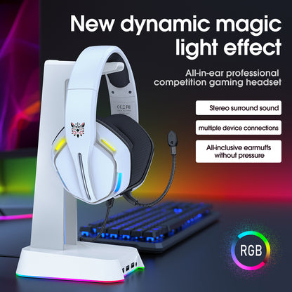 Gaming Headset, ONIKUMA K20 Stereo Bass Surround RGB Noise Cancelling Over Ear Gaming Headphones with Microphone, LED Light, for Xbox One Nintendo Switch PC PS3 PS4