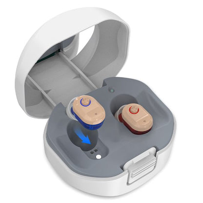 Hearing Aids for Senior, Invisible in Ear Canal Voice Enhancer Device for Sound Hearing Amplifier with Noise Cancelling
