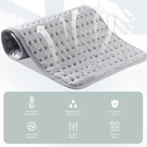 39" x 19" Electric Heating Pad for Back Pain Muscle Pain Relieve Dry & Moist Heat Therapy, 6 Electric Temperature Options, 4 Temperature Settings Auto Shut Off Machine Washable(Silver Gray)