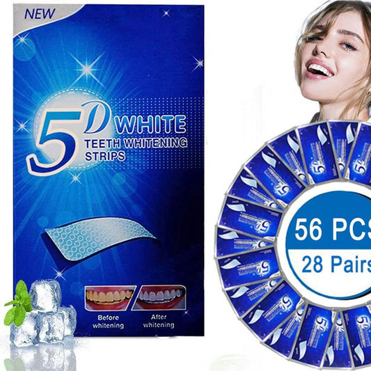 Teeth Whitening Strips 5D, Safe and Effective Teeth Whitening Kit 28 Pouches 56pcs