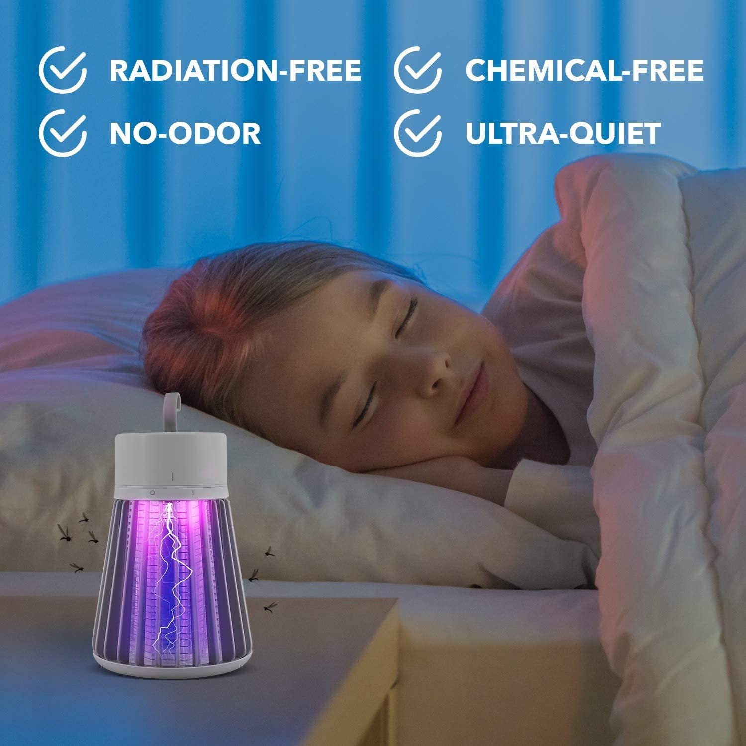 Melliful Electric Portable Bug Zapper, Wireless Mosquito Killer Lamp, USB Rechargeable, LED Mosquito Eradicator for Home Indoor Camping