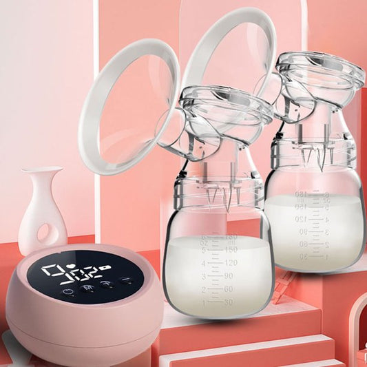 Vinmall Breast Milk Pump, Double Breast Pump Portable Anti-Overflow Ultra-uiet Strong Suction Power Extractor De Leche Materna, Breast Feede Pump with Breast Massage for Travel and Home