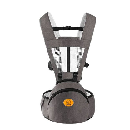 Baby Carrier, 6-in-1 Ergonomic Baby Carrier with Hip Seat Diaper Pocket Front and Back Baby Sling with Waist Stool Lumbar Support for Breastfeeding Newborn to Toddler, Up 50lbs (Gray)