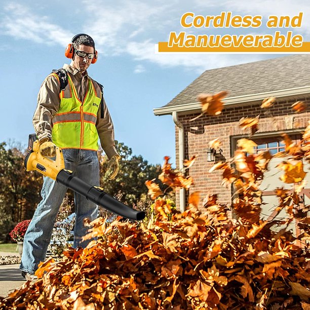 Electric Blower, Cordless Leaf Blower with Battery & Charger and 5-Speed Optional and Brushless Motor, Perfect For Lawn And Snow Cleaning
