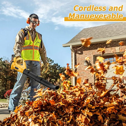 Electric Blower, Cordless Leaf Blower with Battery & Charger and 5-Speed Optional and Brushless Motor, Perfect For Lawn And Snow Cleaning