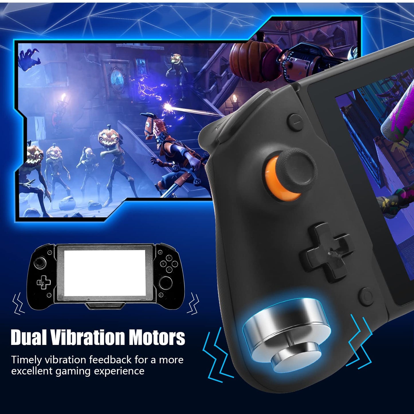 Wireless Controller for Nintendo Switch Handheld Mode, Ergonomic Grips and JoyPad Pro, Supports Motion Control and Dual Shock, Compatible with All Games of Switch