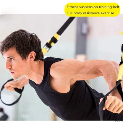 Bodyweight Resistance Trainer Kit, Home Suspension Training Straps, Fitness Resistance Trainer with Resistance Loop Bands, Full Body Workout for Indoor or Outdoor Gym(Yellow)