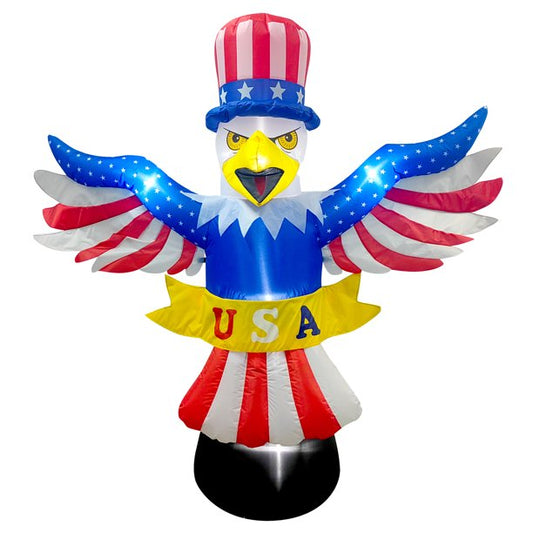 7FT Tall American Bald Eagle Inflatable, Patriotic Independence Day Inflatable 4th of July Build-in LED Lighted Blow up Party Decoration for Outdoor Indoor Home Celebration Garden Yard Photo Prop