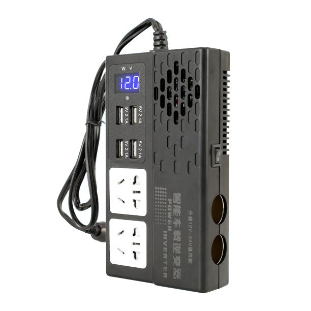 250W Power Inverter 12V/24V DC to 110V AC Car Adapter Car Power Inverter with Dual USB Charger for Laptop Tablet Smartphone Camera and More