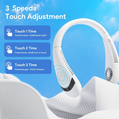 Portable Neck Fan,Folding Personal Neck Fan, 5000 mAh Hands Free Bladeless Mini Fans 3 Speeds Cooling Air Outlet Wearable Neck Fan Suitable for Traveling/Sports/Office (White)