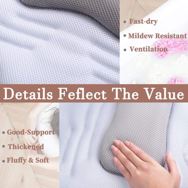 Bath Pillow for Tub, Bathtub Pillows with Strong Suction Cups 5D Air Mesh Polyester Spa Pillow (Fox Shape)