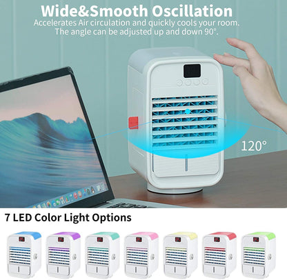 Portable Air Conditioner Fan, 3-IN-1 Evaporative Air Cooler, Portable Fan/Humidifier/Cooling Oscillating Fan with 350ml Water Box, Ultra-quiet (6.10"L x 5.00"W x 8.80H)