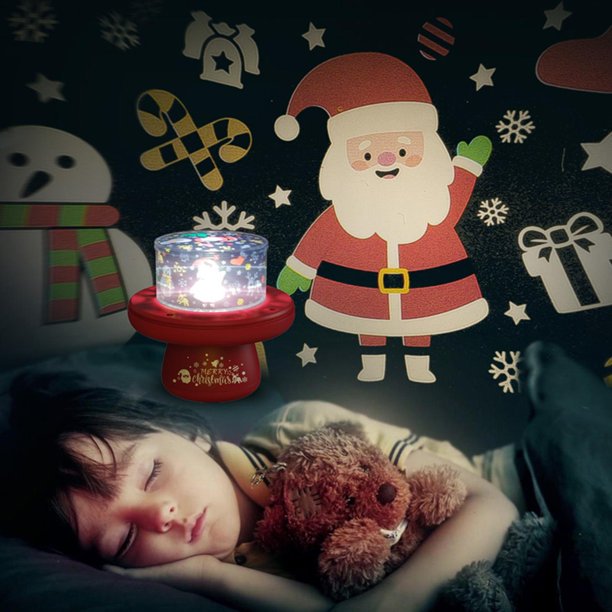 Christmas Santa Night Light for Kids,Rotating Starry Night Light Projector with 6 Themes Music and USB Rechargeable for Baby Boys Girls Birthday Christmas Decoration Gift