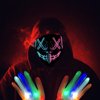 Melliful Halloween Mask Skeleton Gloves Set, LED Purge Mask Light Up Glow Gloves, Scary Scream Anonymous Mask, Women Men Kids Halloween Party Costumes