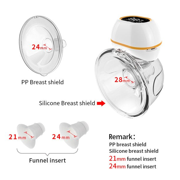 Hands-Free Breast Pump, Wearable Electric Breast Pumps Touch Pane, 3 Modes And 9 Levels Adjustment, LCD Display, Rechargeable Powered Wireless Portable Breast Pump With 21/24 /28 Mm Flange, 1pack, J5